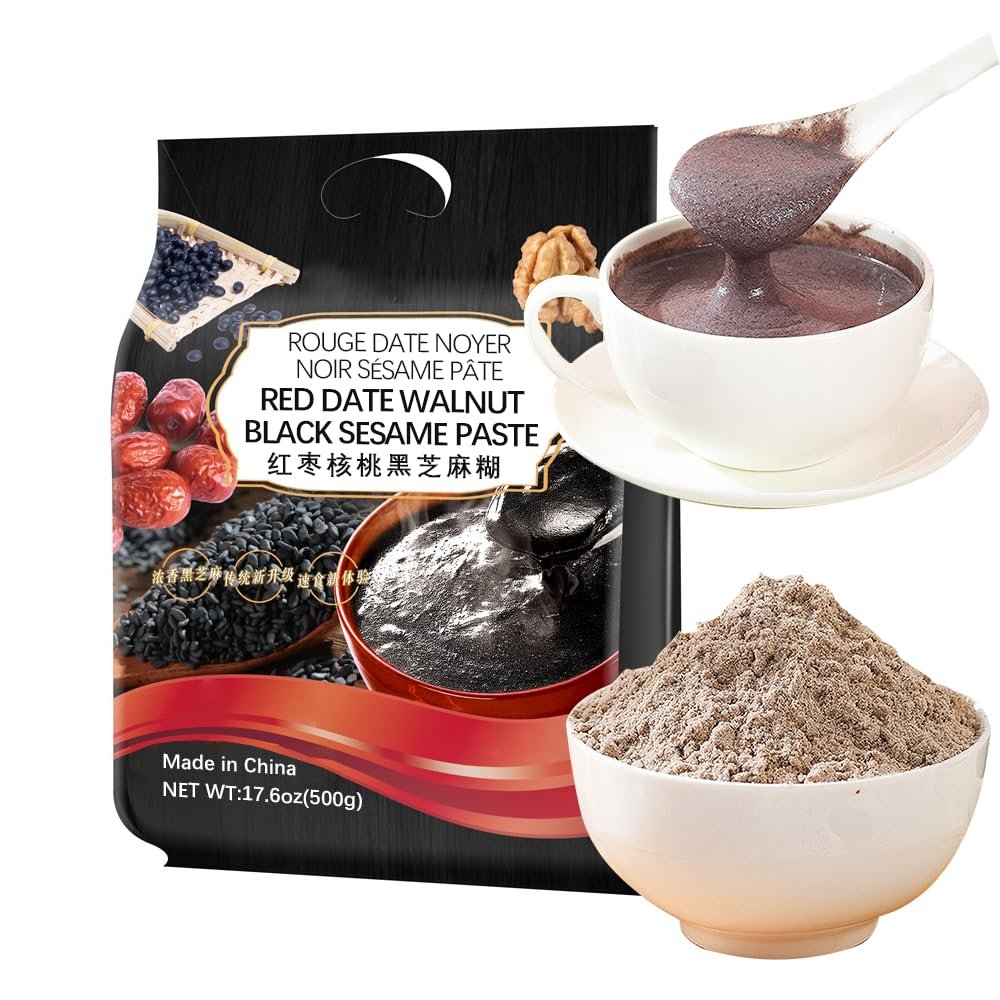 Red Date Walnut Black Sesame Paste 500g(about 35.5g*14 bags) 17.63oz(1.25oz*14 bags) Breakfast Drink Meal Replacement Powder Light Food Black Sesame Powder