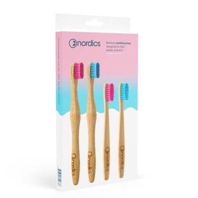 Eco Toothbrushes Bamboo Family Pack 2 x Kids 2 x Adults