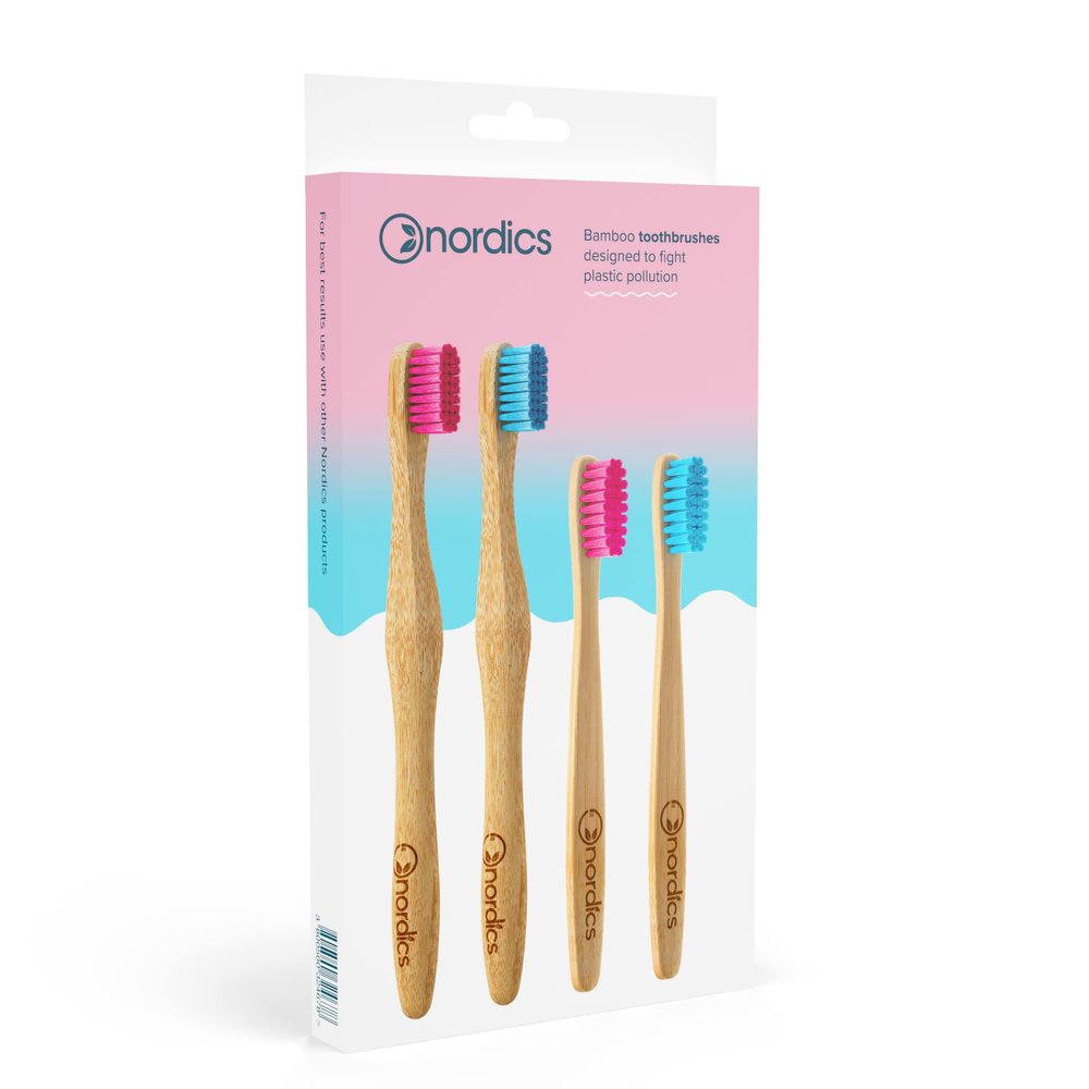Eco Toothbrushes Bamboo Family Pack 2 x Kids 2 x Adults