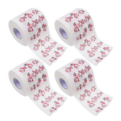 Alipis 4 Rolls Christmas Toilet Roll Xmas Pattern Napkin Double-Layer Toilet Paper Creative Printing Kitchen Towel Festive Home Decor Dinner Table Supply