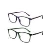 SIKAITE 2 Pack Unisex Blue Light Blocking Lightweight Reading Glasses Rectangle Computer Readers with Spring Hinges for Men and Women (green and purple, 2.0, diopters) view 1
