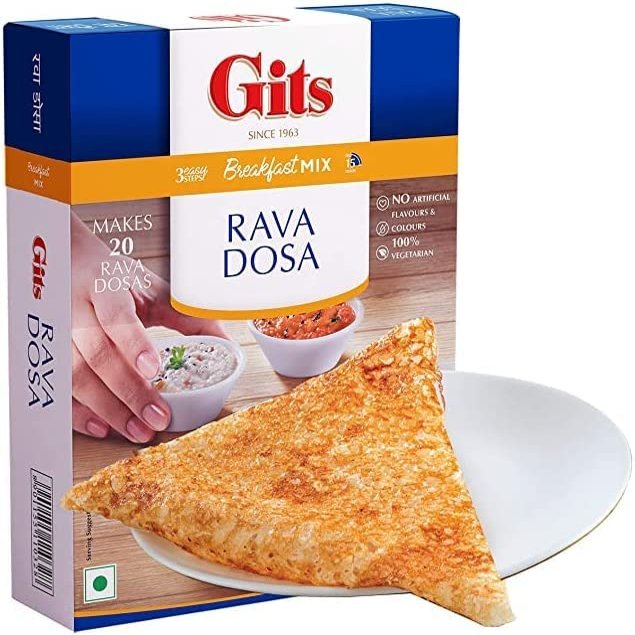 Gits Rava Dosai Instant Breakfast Mix 500g - A Traditional Indian Crispy Brown Rava dosai Savory Snack - A Traditional South Indian Snack Made Of semolina (Pack of 1)