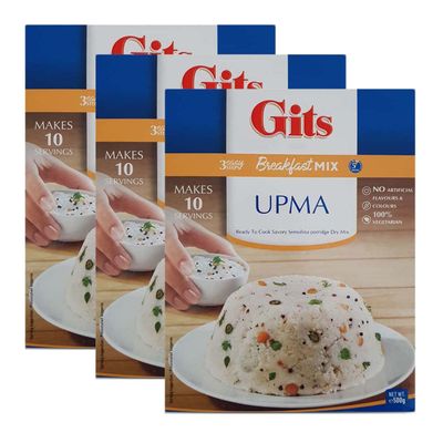 Gits Upma Mix 500g - Makes A Popular South Indian Breakfast - Made From Semolina Tempered With Spices (Pack of 3)