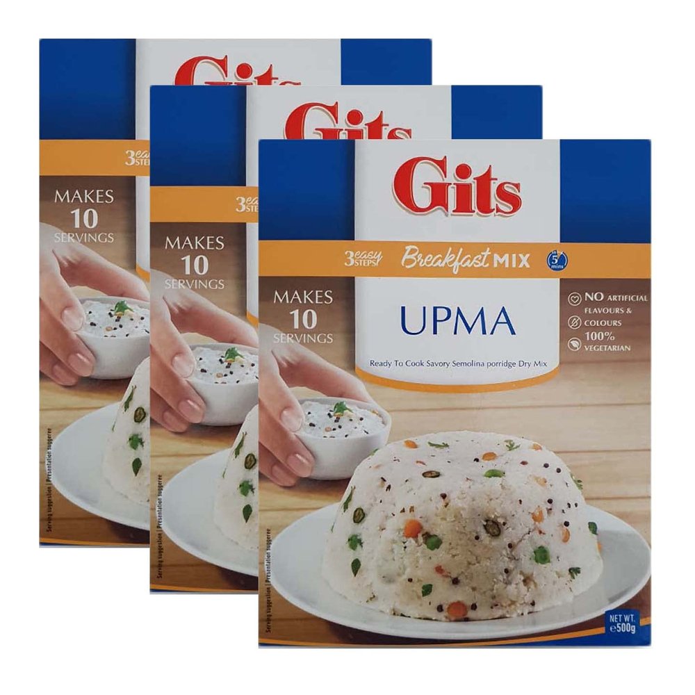 Gits Upma Mix 500g - Makes A Popular South Indian Breakfast - Made From Semolina Tempered With Spices (Pack of 3)