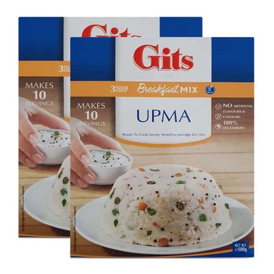 Gits Upma Mix 500g - A Popular South Indian Breakfast - Made From Semolina Tempered With Spices (Pack of 2)