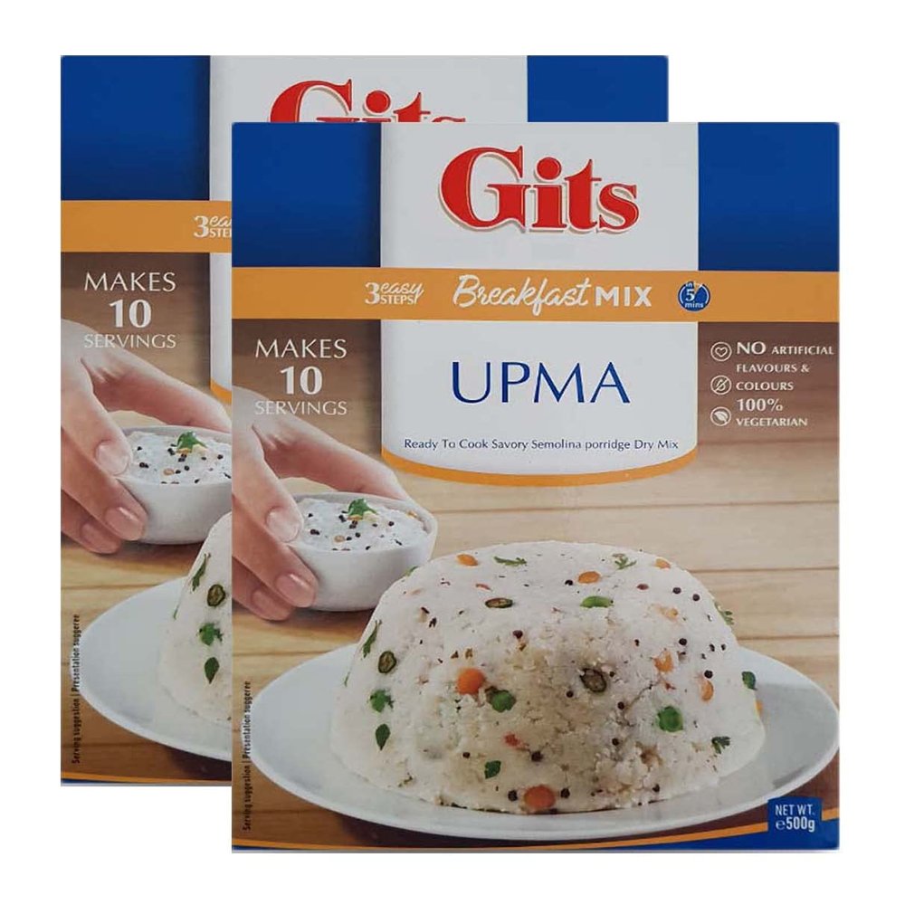 Gits Upma Mix 500g - A Popular South Indian Breakfast - Made From Semolina Tempered With Spices (Pack of 2)