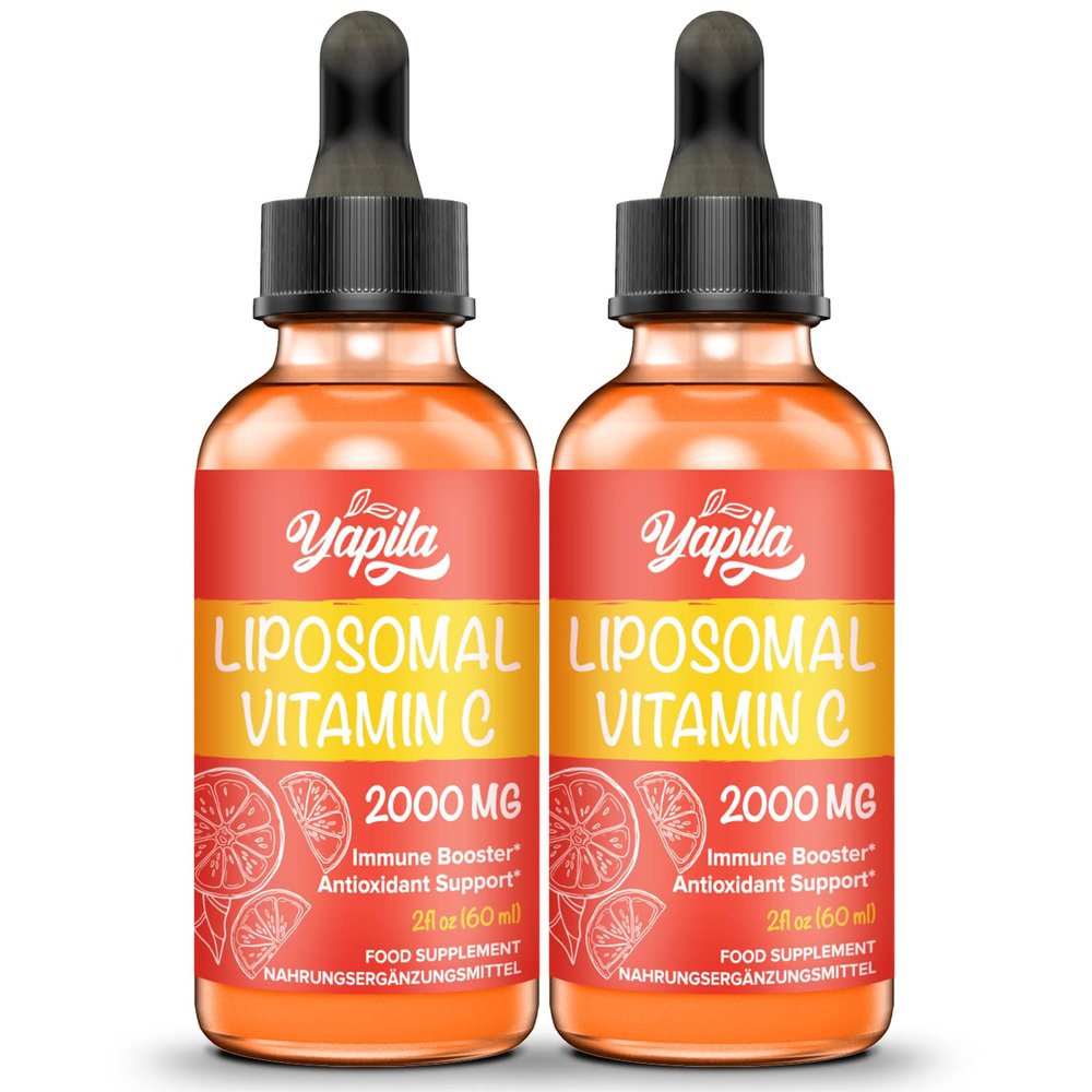 Liposomal Vitamin C 2000 mg Liquid Supplement(2 Bottles), Maximum Absorption, High Strength Vegan VIT C, Ascorbic Acid, Non-GMO, Gluten Free, Soy-Free