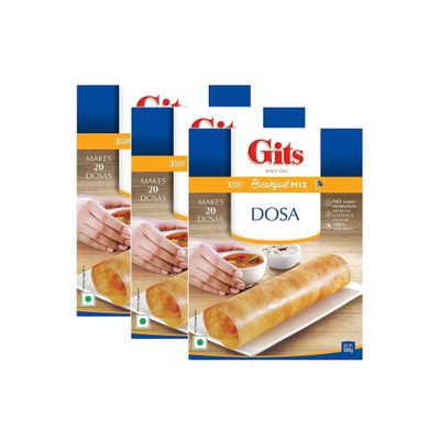 Gits Dosa Instant Breakfast Mix 500g - A Traditional Indian Crispy Brown Dosa Savory Snack - A South Indian Snack Made Of Fermented Rice (Pack of 3)