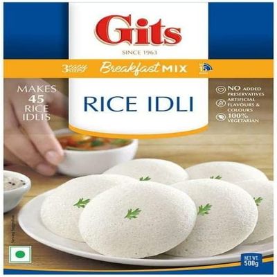 Gits Rice Idli Instant Breakfast Mix 500g - Made From Fermented Batter Of Rice & Lentil - A Traditional South Indian Breakfast -Makes 45 Idlis (Pack of 1)