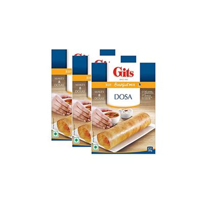 Gits Dosa Instant Breakfast Mix 200g - Makes A Traditional Indian Crispy Brown Dosa Savory Snack - A South Indian Snack Made Of Fermented Rice (Pack of 3)