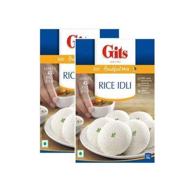 Gits Rice Idli Instant Breakfast Mix 200g - Made From Fermented Batter Of Rice & Lentil - A Traditional South Indian Breakfast -Makes 45 Idlis (Pack of 2)