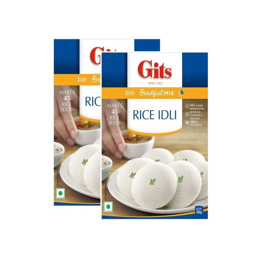 Gits Rice Idli Instant Breakfast Mix 200g - Made From Fermented Batter Of Rice & Lentil - A Traditional South Indian Breakfast -Makes 45 Idlis (Pack of 2)