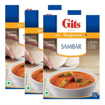 Gits Sambhar Breakfast Mix 100g - Amazing South Indian Breakfast - A Must With Idlis, Dosa & White Rice (Pack of 3)