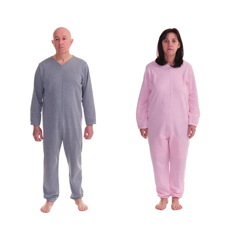 FERRUCCI COMFORT Onesies pajamas with Back Zip for elderly, winter fabric - 9014/1 - For incontinence, Alzheimer's or dementia, Jumpsuit (XS, Rosa)