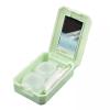 Contact Lenses Compact Travel Storage Case and Applicator Soaking Kit with Mirror Pastel Pink Lilac Yellow Green Blue Black (Green) view 4