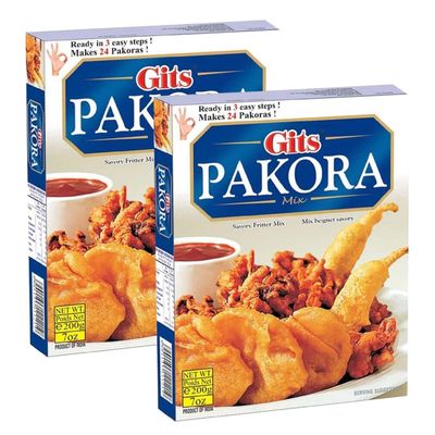 Gits Pakora Snack Mix 200g - Mildly Spiced Dumplings Made Of Chickpea Flour - A Traditional Indian Savory Snack Makes 60 Pakoras (Pack of 2)