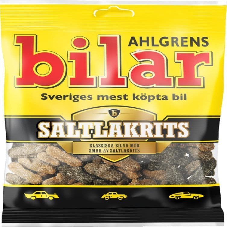 Ahlgrens Bilar Saltlakrits  Salty Liquorice 100g x 36