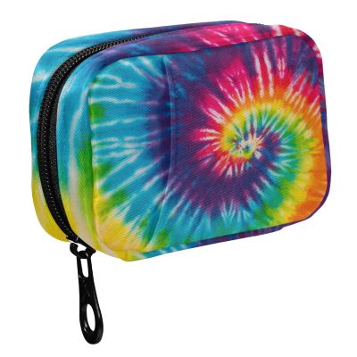 Fustylead Abstract Swirl Design Tie Dye Pill Organizer and Storage Weekly with Zipper, Removable Pill Box Portable Medicine Organizer for Vitamin Fish Oil Supplement