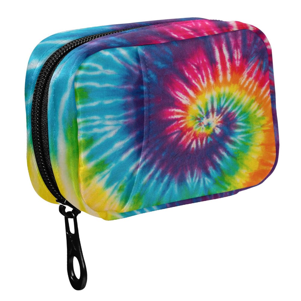 Fustylead Abstract Swirl Design Tie Dye Pill Organizer and Storage Weekly with Zipper, Removable Pill Box Portable Medicine Organizer for Vitamin Fish Oil Supplement