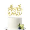 Officially Ours Cake Topper, Adoption Day Decorations, Double-sided Gold Glitter view 1
