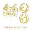 Officially Ours Cake Topper, Adoption Day Decorations, Double-sided Gold Glitter view 3