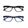 2 Pack Mens Womens Lightweight Flexible Reading Glasses Readers Eyeglass with Spring Hinges (black and blue, 2.5, diopters) view 3