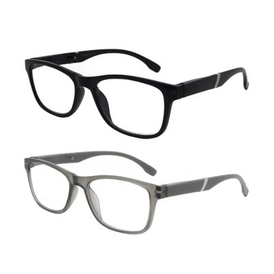 2 Pack Mens Womens Lightweight Flexible Reading Glasses Readers Eyeglass with Spring Hinges (black and grey, 1.0, diopters)
