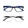 2 Pack Mens Womens Lightweight Flexible Reading Glasses Readers Eyeglass with Spring Hinges (blue and white, 2.5, diopters) view 3