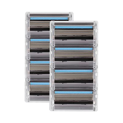 FFS Beauty 5-Blade SmoothGlide Razor Cartridge Head Refills Pack of 8 - Durable, Diamond Coated Titanium Blade & Styling Trimmer