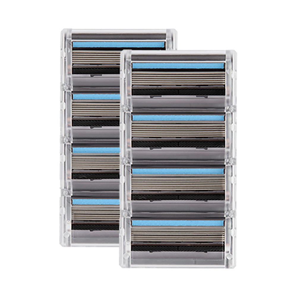 FFS Beauty 5-Blade SmoothGlide Razor Cartridge Head Refills Pack of 8 - Durable, Diamond Coated Titanium Blade & Styling Trimmer