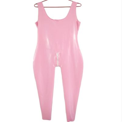 100% Rubber Latex Catsuit Pink Sexy Bodysuit Cosplay 0.4mm