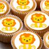 24 edible PRE CUT Jungle Lion style kids childrens party decorations Wafer Paper Cupcake Fairy Cake Toppers view 2