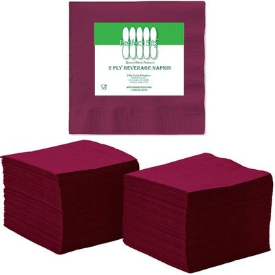 2 Ply Burgundy Beverage Napkins- Case of 1000ct