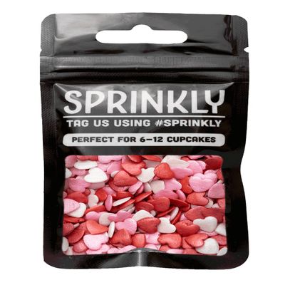 SPRINKLY - Glimmer Hearts - Pink, Red & White - 25g