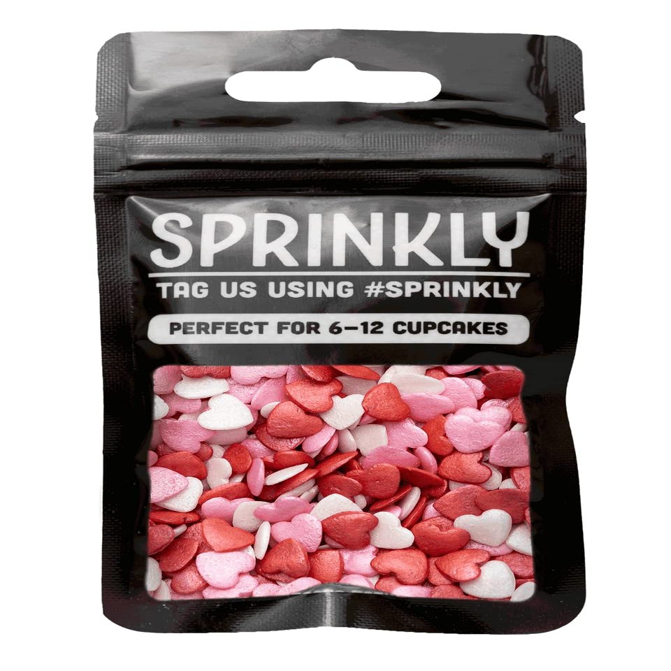 SPRINKLY - Glimmer Hearts - Pink, Red & White - 25g