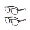 2 Pack Lightweight Reading Glasses Readers with Spring Hinge Premium Wood Grain Temples for Men Women (brown and grey, 2.0, multiplier_x) view 1