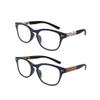 2 Pack Lightweight Reading Glasses Readers with Spring Hinge Premium Wood Grain Temples for Men Women (grey and purple, 2.0, multiplier_x) view 1