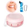 Denture Bath Box, Retainer Case for Braces, Leakproof Portable Retainer Box, Denture Cleaning Kit with Cleaner Brush Carabiner, Strainer & Mirror, Denture Cup for Aligner Retainer Mouth Guard view 1