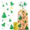 Pack of 100 Christmas Sweet Bags, Cellophane Bags, Snowflake Christmas Cookie Bags, Biscuits Goody Bags with 100 Twist Ties for Cookies, Biscuits, Pralines (Christmas Tree) view 1