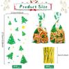 Pack of 100 Christmas Sweet Bags, Cellophane Bags, Snowflake Christmas Cookie Bags, Biscuits Goody Bags with 100 Twist Ties for Cookies, Biscuits, Pralines (Christmas Tree) view 2