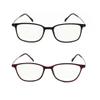 2 Pack Unisex Blue Light Blocking Ultralight Reading Glasses Rectangle Computer Readers with Spring Hinges for Men and Women (black and burgundy, 2.5, multiplier_x) view 2