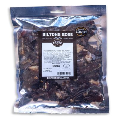 Biltong Boss Traditional Boss Beef, Premium Authentic Beef, High Protein Ready To Eat Healthy Snack, Suitable For Gluten-Free, Paleo, Keto, Atkins Diets & Post-Workout, Low Sugar & Carbohydrates, 200g