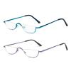 KoKoBin Half Frame Reading Glasses Spring Hinges for Men Women Slim Half Moon Lens Readers Metal Semi Rimless eyewear (Blue+Purple,3.0) view 1