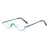 KoKoBin Half Frame Reading Glasses Spring Hinges for Men Women Slim Half Moon Lens Readers Metal Semi Rimless eyewear (Blue+Purple,3.0) view 3
