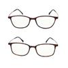 2 Pack Unisex Blue Light Blocking Ultralight Reading Glasses Rectangle Computer Readers with Spring Hinges for Men and Women (Leopard and Burgundy, 2.5, multiplier_x) view 2