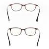 2 Pack Unisex Blue Light Blocking Ultralight Reading Glasses Rectangle Computer Readers with Spring Hinges for Men and Women (Leopard and Burgundy, 2.5, multiplier_x) view 3