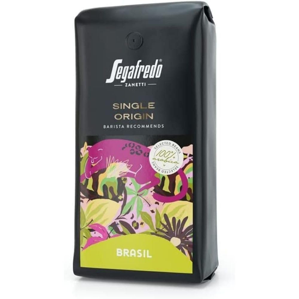 Segafredo Zanetti Coffee Beans Single Origin Brasil 100% Arabica - 1Kg Pack - Barista Recommends - Selected Roasted Coffee Beans, Hints of dried Fruit with Nuts and Chocolate