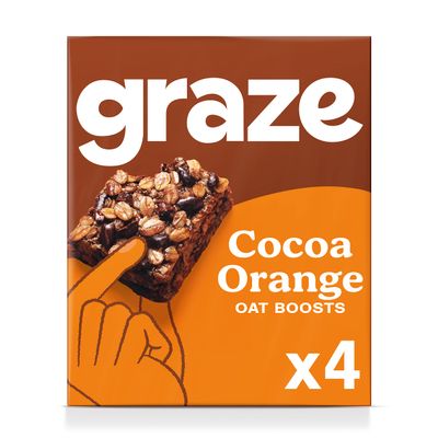 Graze Healthy Snacks - Cocoa Orange Oat Snack Bars, Vegan friendly 4x30g