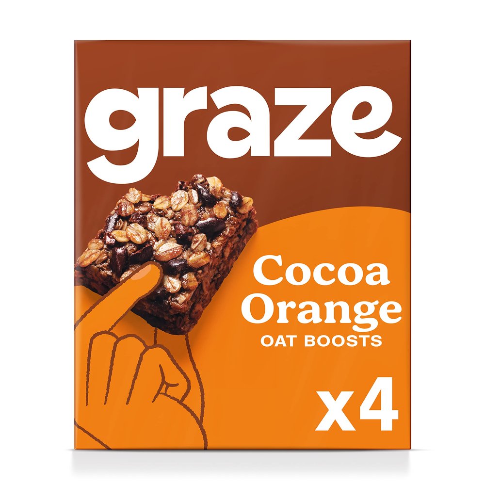Graze Healthy Snacks - Cocoa Orange Oat Snack Bars, Vegan friendly 4x30g