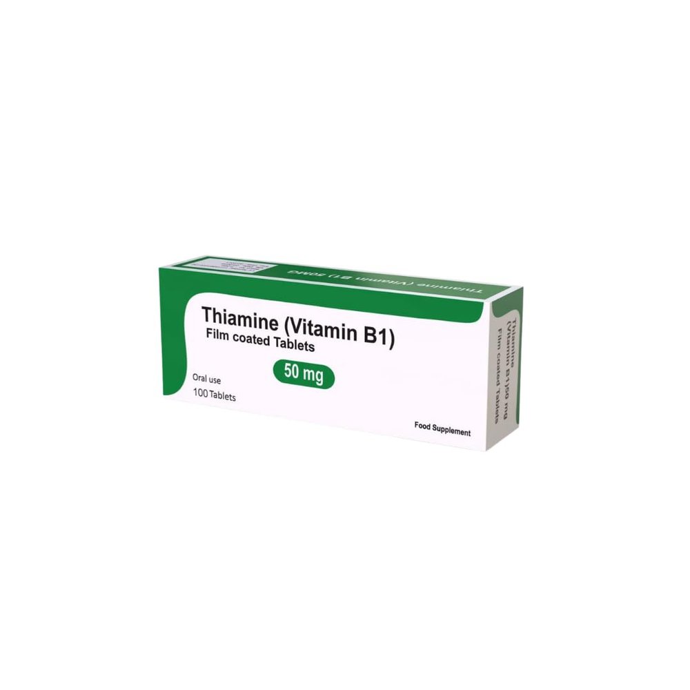 Vitamin B1 Thiamine 50mg 100 Vegetarian Tablets - High Strength B1 Supplement, for Men & Women - Supports Energy Production, Made in The UK